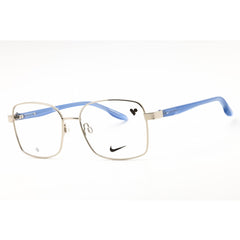 Nike Women's Eyeglasses - Shiny Silver/Blue Metal Square Full Rim | NIKE 8401 045