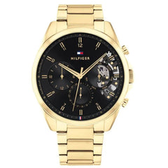 Tommy Hilfiger Men's Watch - Baker Quartz Black Dial Yellow Gold Bracelet | 1710447