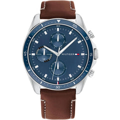 Tommy Hilfiger Men's Watch - Parker Quartz Blue Dial Brown Leather Strap | 1791837