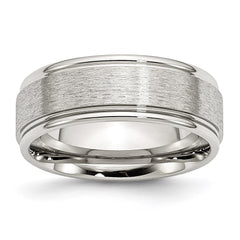 Stainless Steel Grooved Edge 8mm Brushed and Polished Band | SR87