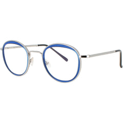 Harry Lary Men's Eyeglasses - Blue/Silver Acetate Full Rim Round Frame | DERBY 384