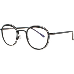 Harry Lary Men's Eyeglasses - Black/Silver Acetate Full Rim Round Frame | DERBY 701