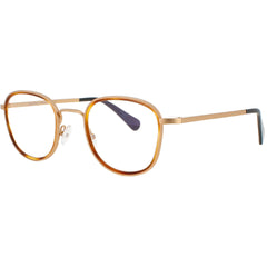 Harry Lary Unisex Eyeglasses - Gold/Brown Acetate/Metal Square Frame | ROASTY 053