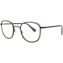 Harry Lary Unisex Eyeglasses - Black/Gold Acetate/Metal Full Rim Square | PHONY 101