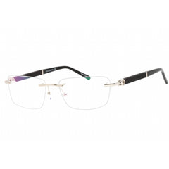 Charriol Men's Eyeglasses - Shiny Silver Black Metal Rectangular Frame | PC75109 C02