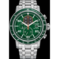 Citizen Men's Watch - Brycen Chronograph Eco-Drive Green Dial Bracelet | CA0851-56X
