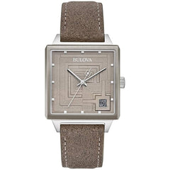 Bulova Men's Watch - Frank Lloyd Wright Quartz Grey Dial Calf Leather Strap | 96A314
