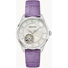 Bulova Women's Watch - Sutton Automatic White MOP Dial Purple Leather Strap | 96L339