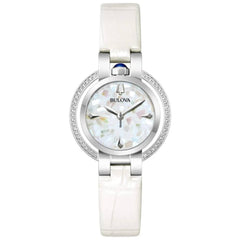 Bulova Women's Watch - Rubaiyat Winter Quartz Unique MOP Dial Leather Strap | 96R254