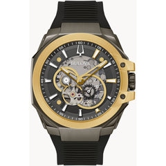 Bulova Men's Watch - Maquina Automatic Analog Grey Dial Black Silicone Strap | 98A310