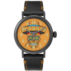 Timex Men's Watch - Standard Dia de los Muerto Orange Dial Black Strap | TW2V67700