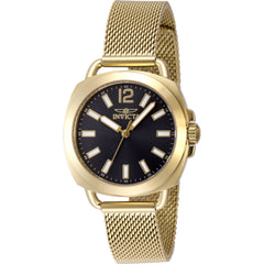 Invicta Women's Watch - Wildflower Quartz Black Dial Yellow Gold Mesh Bracelet | 48916
