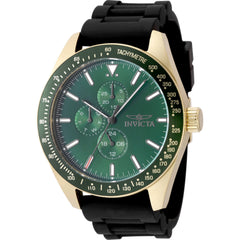 Invicta Men's Watch - Aviator Yellow Gold Case Green Dial Black Silicone Strap | 49077