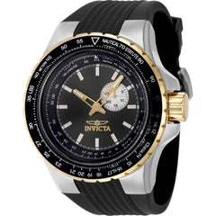 Invicta Men's Watch - Aviator Quartz Date Gunmetal Dial Black Silicone Strap | 49718