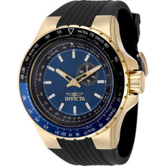 Invicta Men's Watch - Aviator Yellow Gold Case Blue Dial Black Silicone Strap | 49719