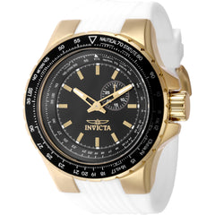 Invicta Men's Watch - Aviator Quartz Analog Black Dial White Silicone Strap | 49734