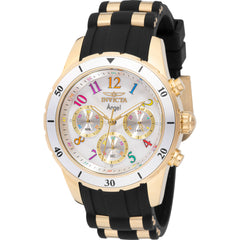 Invicta Women's Watch - Angel White Dial Yellow Gold and Black Silicone Strap | 49803