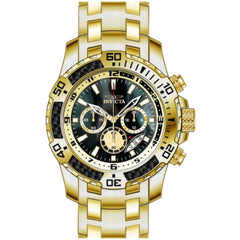 Invicta Men's Watch - Pro Diver Quartz Chrono Black Dial Yellow Gold Bracelet | 49854