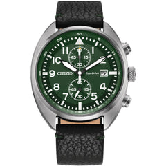Citizen Men's Watch - Eco-Drive Chronograph Green Dial Black Strap | CA7041-07X