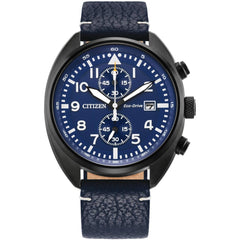 Citizen Men's Watch - Eco-Drive Chronograph Black Case Blue Dial Strap | CA7048-08L