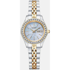 Citizen Women's Watch - Quartz Blue MOP Dial Two Tone Bracelet | EQ0539-56Y