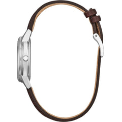 Citizen Women's Watch - Classic Eco-Drive Silver Tone Dial Brown Strap | FE1087-28A