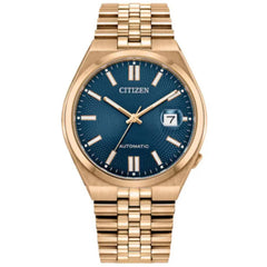 Citizen Men's Watch - Tsuyosa 60 Automatic Blue Dial Rose Gold Bracelet | NK0023-57L