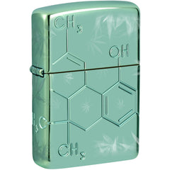 Zippo Windproof Pocket Lighter - Cannabis Compound Design Green Metal Finish | 46313
