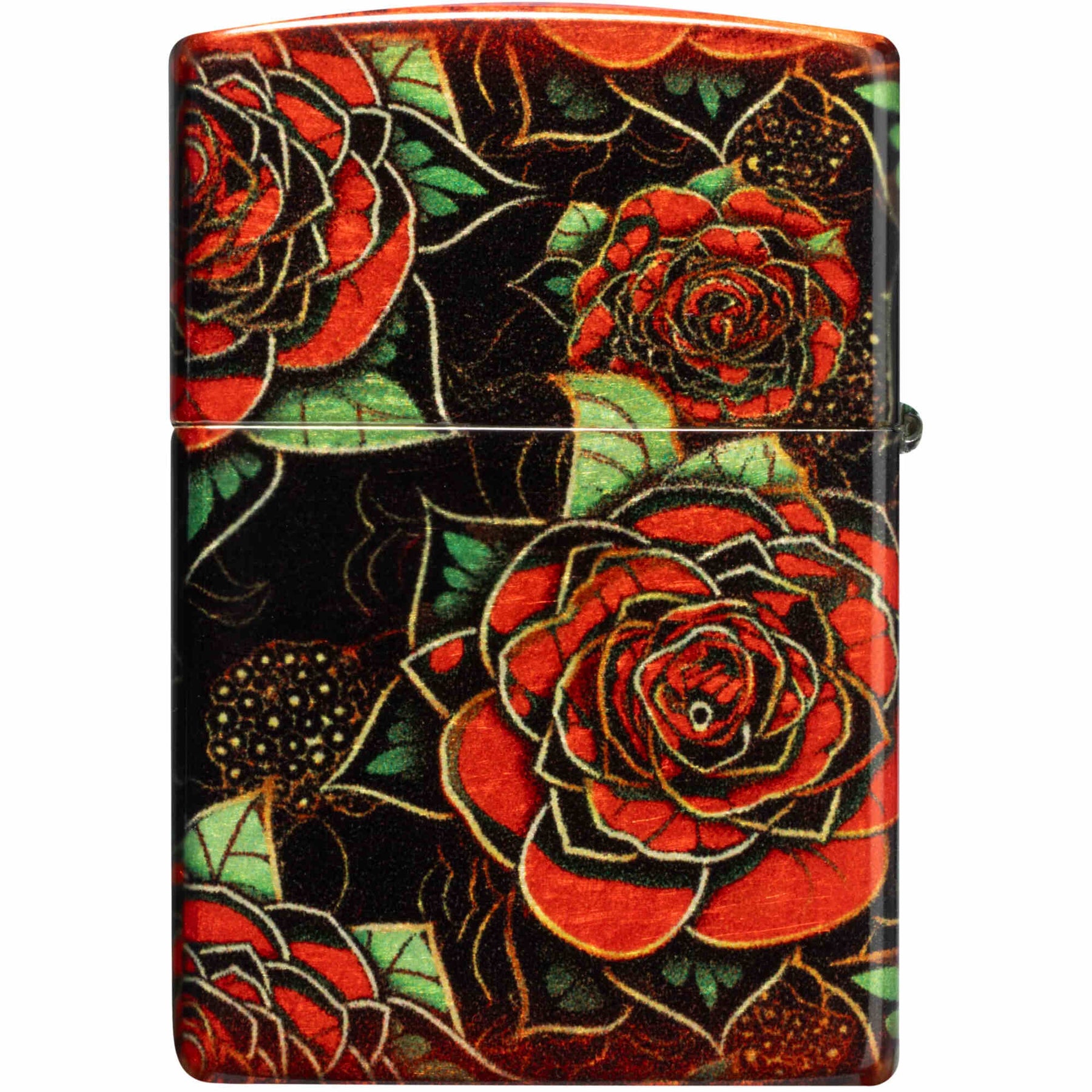 Zippo Windproof Pocket Lighter - Blooming Roses Design Black and