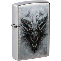 Zippo Windproof Lighter - Dragon Design Linen Weave Chrome Metal | 48732