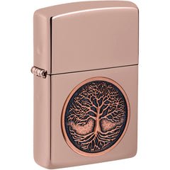 Zippo Windproof Lighter - Tree Of Life Emblem High Polish Rose Gold Metal | 49638