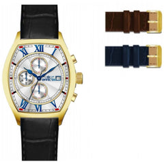 Invicta Men's Watch - Specialty Chrono Silver Tone Dial Black Leather Strap | 49840