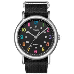 Timex Men's Watch - Weekender Quartz Analog Silver Case Black Nylon Strap | T2N855
