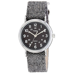 Timex Unisex Watch - Weekender Quartz Analog Black Dial Grey Fabric Strap | TW2P72000