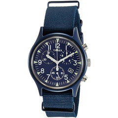 Timex Men's Watch - MK1 Quartz Chronograph Analog Blue Dial Nylon Strap | TW2R67600