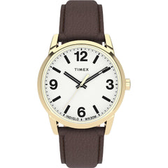 Timex Men's Watch - Easy Reader Quartz White Dial Brown Leather Strap | TW2U71500