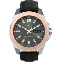 Timex Men's Watch - Essex Avenue Quartz Analog Black Dial Leather Strap | TW2V43000