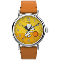 Timex Men's Watch - Peanuts Snoopy Basketball Yellow Dial Brown Strap | TW2W51900