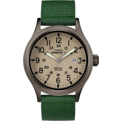 Timex Men's Watch - Expedition Scout Quartz Beige Dial Green Fabric Strap | TW4B06800