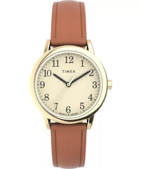 Timex Women's Watch - Easy Reader Quartz Beige Dial Brown Leather Strap | TW2V69200