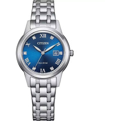 Citizen Women's Watch - Classic Quartz Diamond Blue Dial Steel Bracelet | FE1240-57L