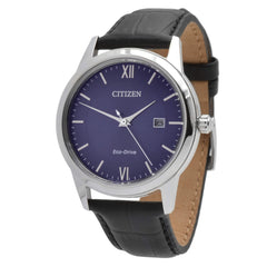Citizen Men's Watch - Classic Eco-Drive Blue Dial Black Leather Strap | AW1780-09L