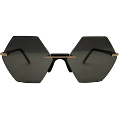 Andy Wolf Women's Sunglasses - Black Metal Rimless Geometric Shape Frame | HENDRIX A