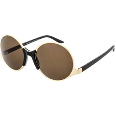 Andy Wolf Women's Sunglasses - Black/Gold Metal Full Rim Round Shape Frame | ELODIE D