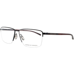 Porsche Design Men's Eyeglasses - Black/Brown Half Rim Rectangular Frame | P8399 59A