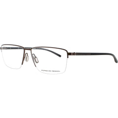 Porsche Design Men's Eyeglasses - Brown/Black Half Rim Rectangular Frame | P8399 59C