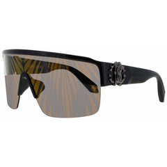 Roberto Cavalli Unisex Sunglasses - Shiny Black Half Rim Shield Frame | SRC037M Z42G