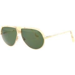 Andy Wolf Unisex Sunglasses - Gold/Horn Metal/Acetate Full Rim Pilot Frame | MIGHT B
