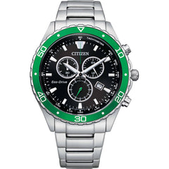 Citizen Men's Watch - Weekender Eco-Drive Chrono Green Rotating Bezel | AT2386-55E