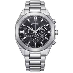 Citizen Men's Watch - Eco-Drive Chronograph Black Dial Steel Bracelet | CA4590-81E